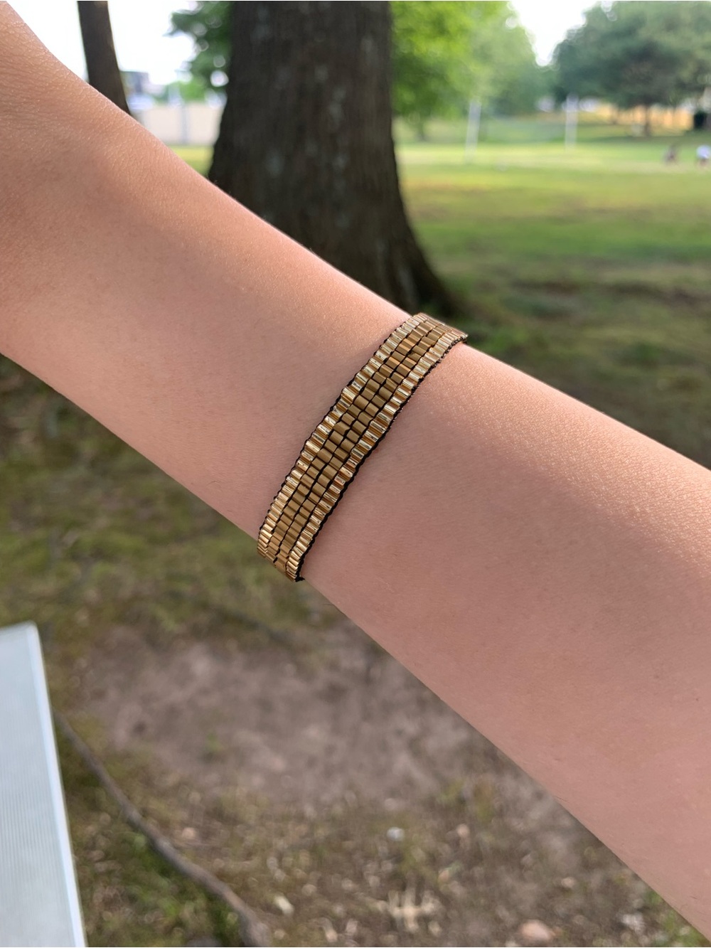 Gold Beaded Stretch Bracelet - Women Jewelry